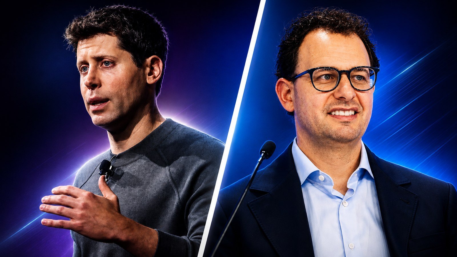 Portraits côte à côte de deux dirigeants du secteur de l'intelligence artificielle